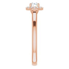 14K Solid Gold 4 mm Round Forever One™ Colorless Lab-Grown Moissanite & .07 CTW Natural Diamond Engagement Ring