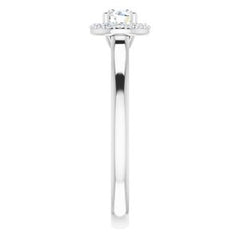 14K Solid Gold 4 mm Round Forever One™ Colorless Lab-Grown Moissanite & .07 CTW Natural Diamond Engagement Ring