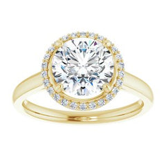 14K Solid Gold 8 mm Round Forever One™ Colorless Lab-Grown Moissanite & 1/10 CTW Natural Diamond Engagement Ring