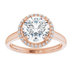 14K Solid Gold 8 mm Round Forever One™ Colorless Lab-Grown Moissanite & 1/10 CTW Natural Diamond Engagement Ring