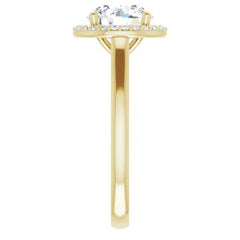 14K Solid Gold 8 mm Round Forever One™ Colorless Lab-Grown Moissanite & 1/10 CTW Natural Diamond Engagement Ring