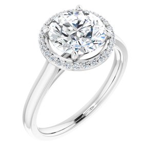 14K Solid Gold 8 mm Round Forever One™ Colorless Lab-Grown Moissanite & 1/10 CTW Natural Diamond Engagement Ring