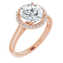 14K Solid Gold 8 mm Round Forever One™ Colorless Lab-Grown Moissanite & 1/10 CTW Natural Diamond Engagement Ring