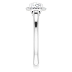 14K Solid Gold 5x5 mm Cushion Forever One™ Colorless Lab-Grown Moissanite & .08 CTW Natural Diamond Engagement Ring