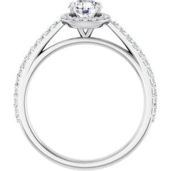 14K Solid Gold 3/4 CTW Diamond Halo-Style Engagement Ring