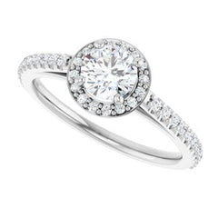 14K Solid Gold 3/4 CTW Diamond Halo-Style Engagement Ring