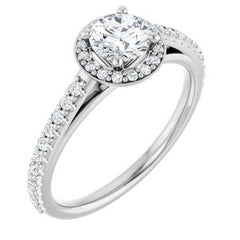 14K Solid Gold 3/4 CTW Diamond Halo-Style Engagement Ring