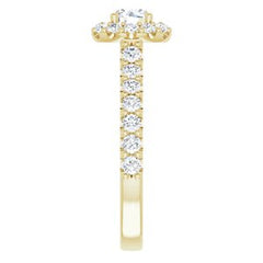 14K Solid Gold 4 mm Round Forever One™ Near Colorless Lab-Grown Moissanite & 5/8 CTW Natural Diamond Engagement Ring