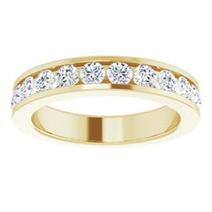 14K Solid Gold 1 CTW Natural Diamond Channel-Set Matching Band
