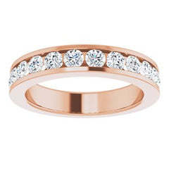 14K Solid Gold 1 CTW Natural Diamond Channel-Set Matching Band