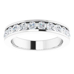 14K Solid Gold 1 CTW Natural Diamond Channel-Set Matching Band
