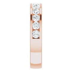 14K Solid Gold 1 CTW Natural Diamond Channel-Set Matching Band