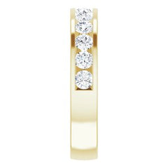 14K Solid Gold 1 CTW Natural Diamond Channel-Set Matching Band