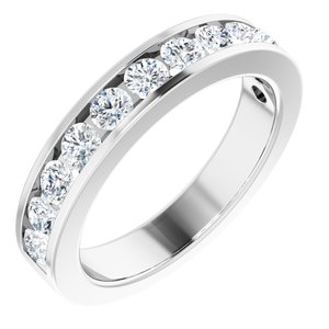 14K Solid Gold 1 CTW Natural Diamond Channel-Set Matching Band