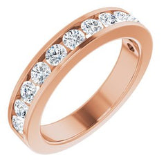 14K Solid Gold 1 CTW Natural Diamond Channel-Set Matching Band