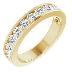14K Solid Gold 1 CTW Natural Diamond Channel-Set Matching Band