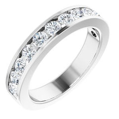 14K Solid Gold 1 CTW Natural Diamond Channel-Set Matching Band