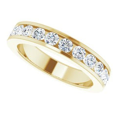 14K Solid Gold 1 CTW Natural Diamond Channel-Set Matching Band