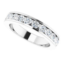 14K Solid Gold 1 CTW Natural Diamond Channel-Set Matching Band