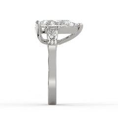 2.5ct Pear & Baguette Cut Diamond 3-Stone Engagement Ring
