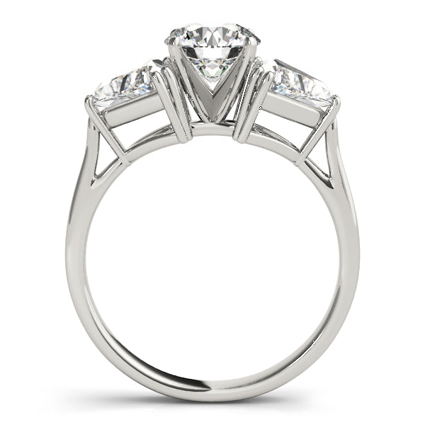 Trillion Cut and Round Cut Diamond 3 Stone Engament Ring - Set on 14k Gold