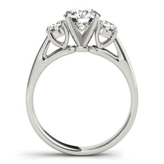 Classic Round Brilliant Cut Three Stone Diamond Engagment Ring - Set on 14k White Gold Comfort Fit Band