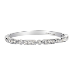 14K White Gold Diamond Vintage-Style Round Cut Wedding Ring 1c - LA DIAMOND