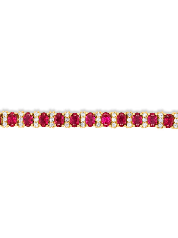 14K Gold Diamond & Ruby Bracelet (2.70 ct Diamond) - LA DIAMOND