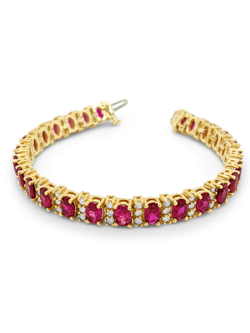 14K Gold Diamond & Ruby Bracelet (2.70 ct Diamond) - LA DIAMOND
