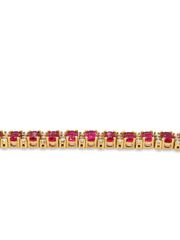 14K Gold Diamond & Ruby Bracelet (2.70 ct Diamond) - LA DIAMOND