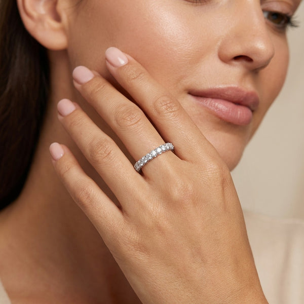 14K White Gold Eternity Pave Diamond Ring  (1.50 ct T.W.) - LA DIAMOND