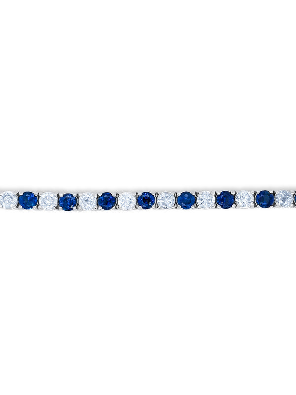14K White Gold Diamond and Sapphire Bracelet (7.85 ct Diam / 6.75 ct Sap) - LA DIAMOND