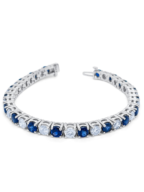 14K White Gold Diamond and Sapphire Bracelet (7.85 ct Diam / 6.75 ct Sap) - LA DIAMOND