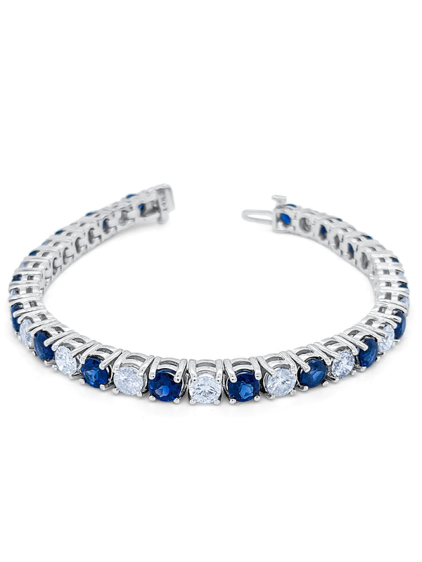 14K White Gold Diamond and Sapphire Bracelet (7.85 ct Diam / 6.75 ct Sap) - LA DIAMOND