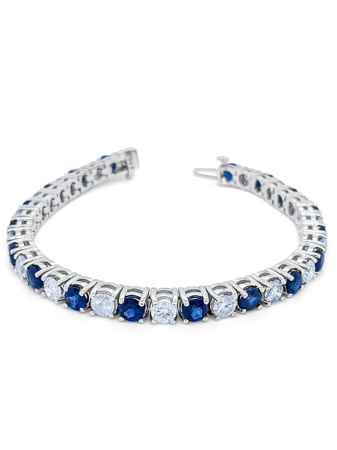 14K White Gold Diamond and Sapphire Bracelet (7.85 ct Diam / 6.75 ct Sap)