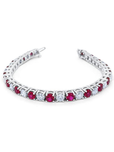 14K White Gold Diamond and Ruby Tennis Bracelet (6.80 ct Diam / 5.00 ct Ruby)