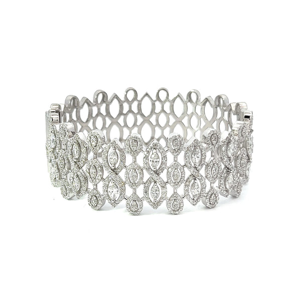 14K White Gold Diamond Bangle Bracelet 4.5ct - LA DIAMOND