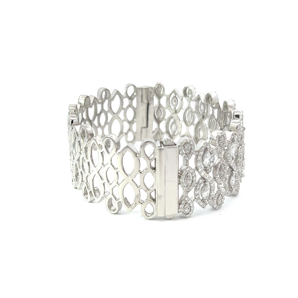 14K White Gold Diamond Bangle Bracelet 4.5ct - LA DIAMOND
