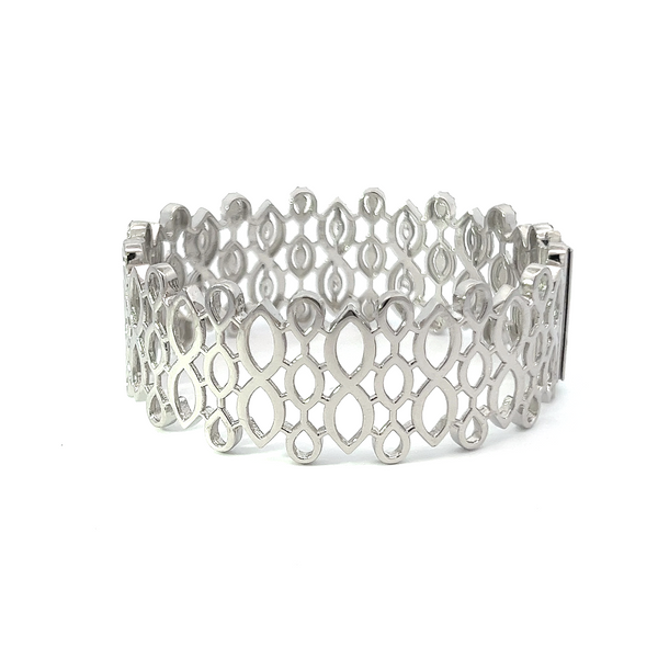 14K White Gold Diamond Bangle Bracelet 4.5ct - LA DIAMOND