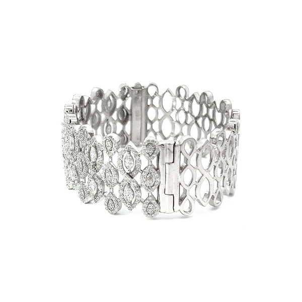 14K White Gold Diamond Bangle Bracelet 4.5ct - LA DIAMOND