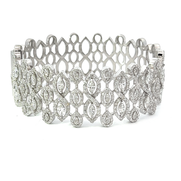 14K White Gold Diamond Bangle Bracelet 4.5ct - LA DIAMOND