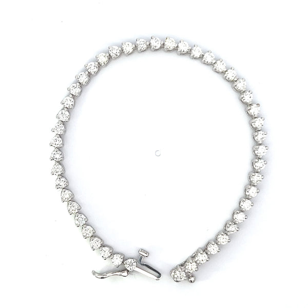 14k White Gold Diamond Round Cut Tennis Bracelet 2.66ct