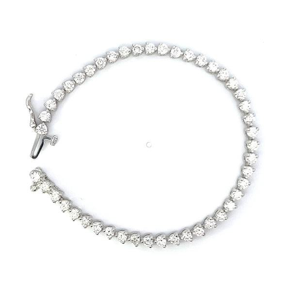 14k White Gold Diamond Round Cut Tennis Bracelet 2.66ct