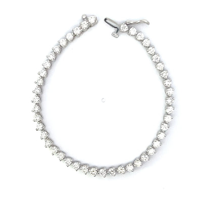 14k White Gold Diamond Round Cut Tennis Bracelet 2.66ct