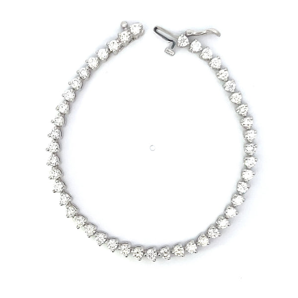 14k White Gold Diamond Round Cut Tennis Bracelet 2.66ct