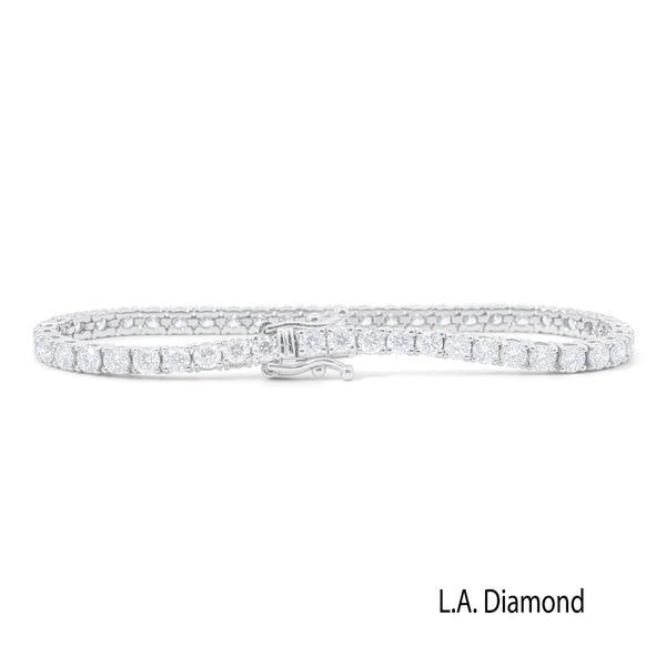 La Diamond Round Cut Diamond Tennis Bracelet in 14k White Gold