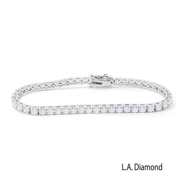 La Diamond Round Cut Diamond Tennis Bracelet in 14k White Gold