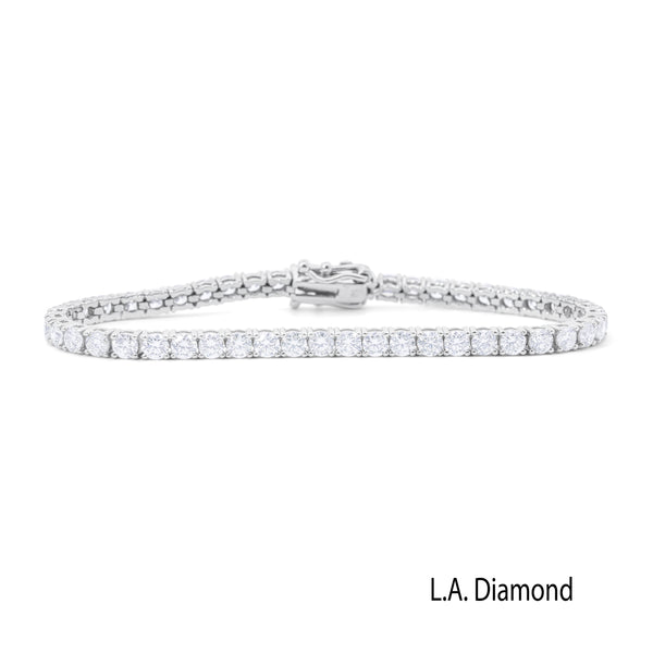 La Diamond Round Cut Diamond Tennis Bracelet in 14k White Gold