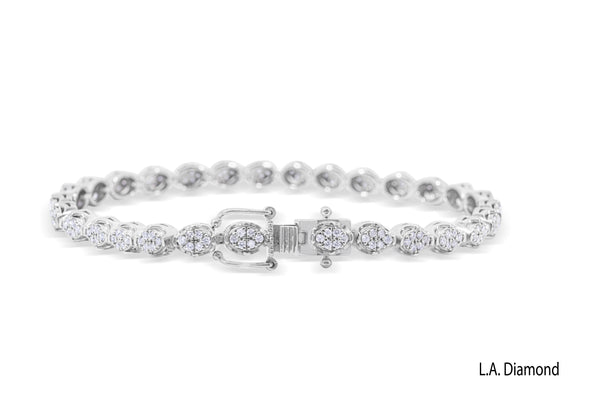 14K White Gold Round Diamond Tennis Bracelet (1.00 ct) - LA DIAMOND