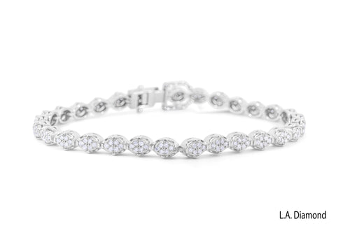 14K White Gold Round Diamond Tennis Bracelet (1.00 ct) - LA DIAMOND